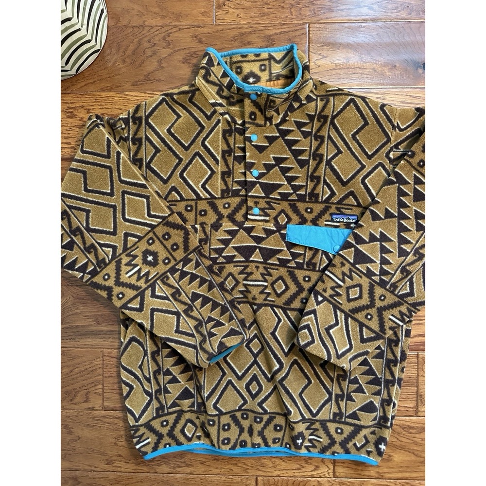 Patagonia Synchilla Snap T Aztec Montana Siete Brown Pullover Men's Size Medium